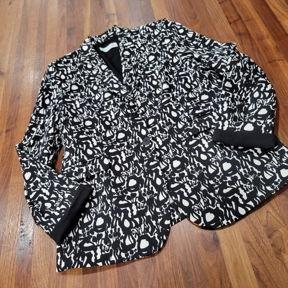 Caractere Single Breasted Blazer Jacket Scribble Print  Large - Picture 3 of 12